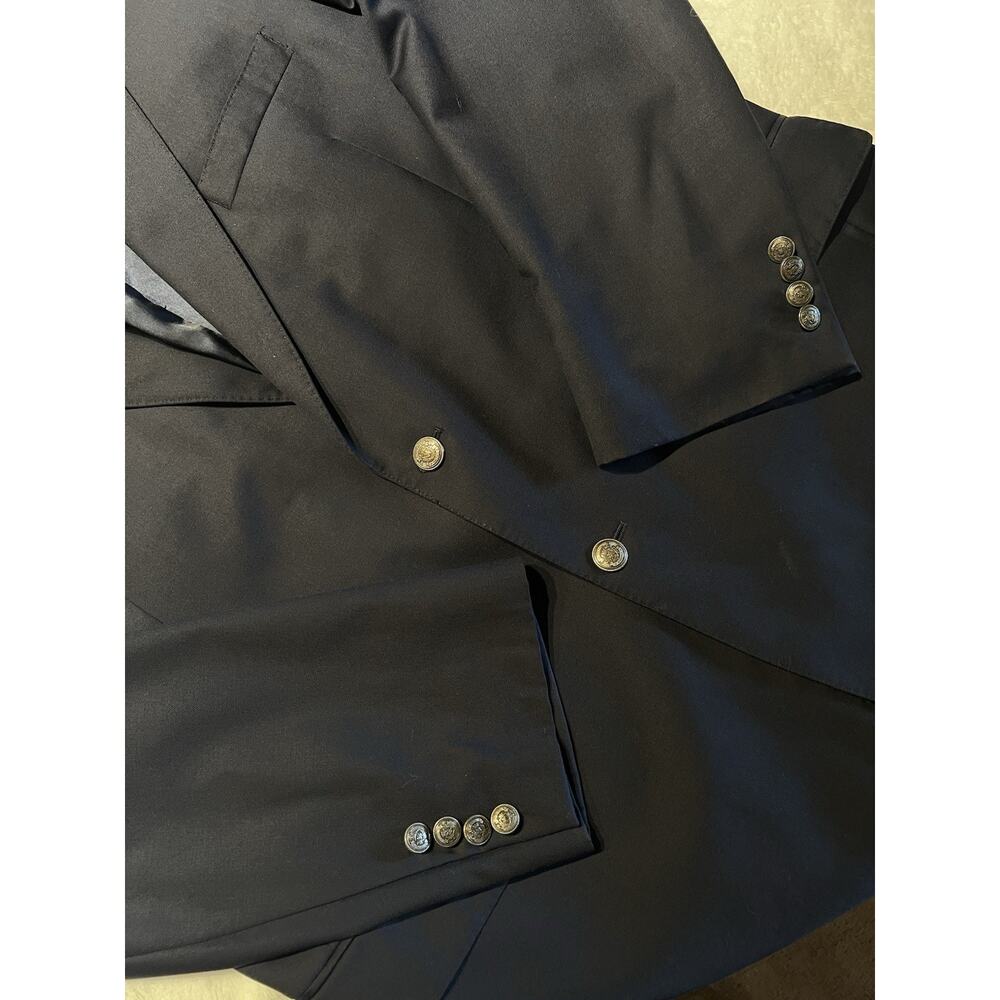 Jos A Bank Signature Gold Men's 46L Navy Blue Blazer Antique Silver Tone Buttons - Picture 6 of 16